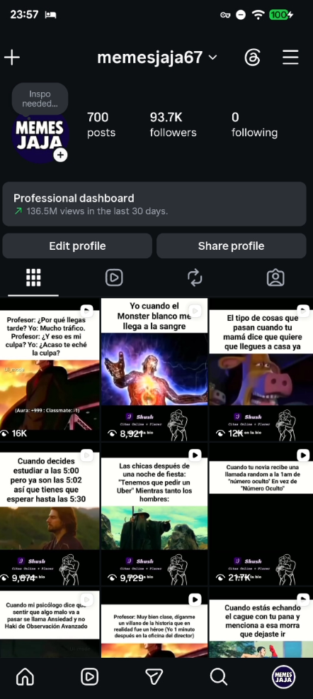 memesjaja67 Instagram profile
